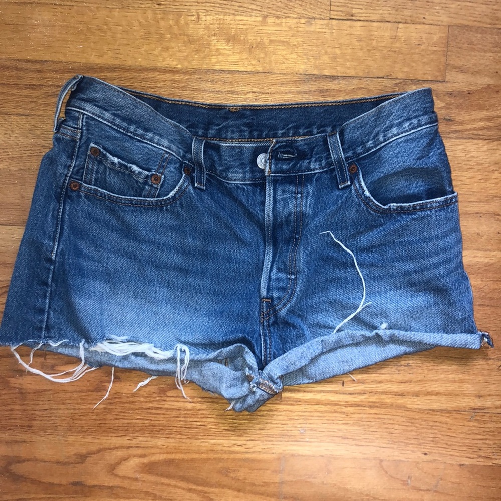 Levi 501 Dark Wash Denim Shorts
